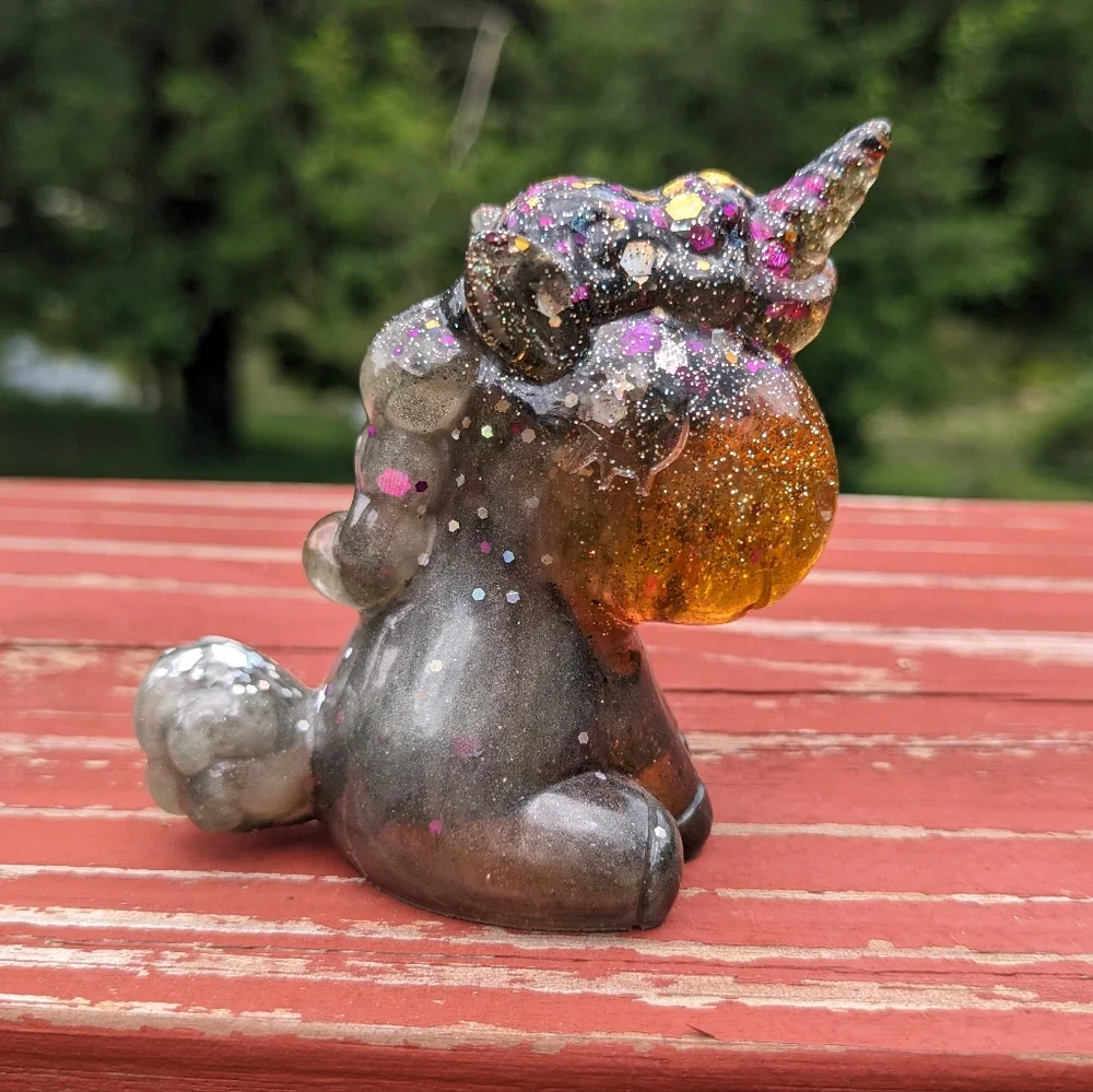 Unicorn Set Three Cute Kawaii Gift Handmade Epoxy Resin Glitter Colorful Rainbow - Picture 12 of 15